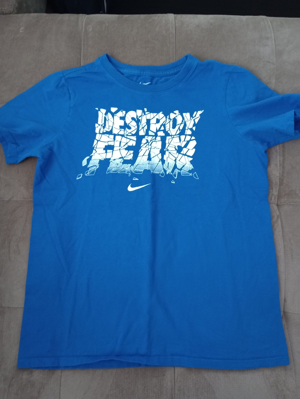 Kids Size - Blue Nike Shirt W/White Graphic